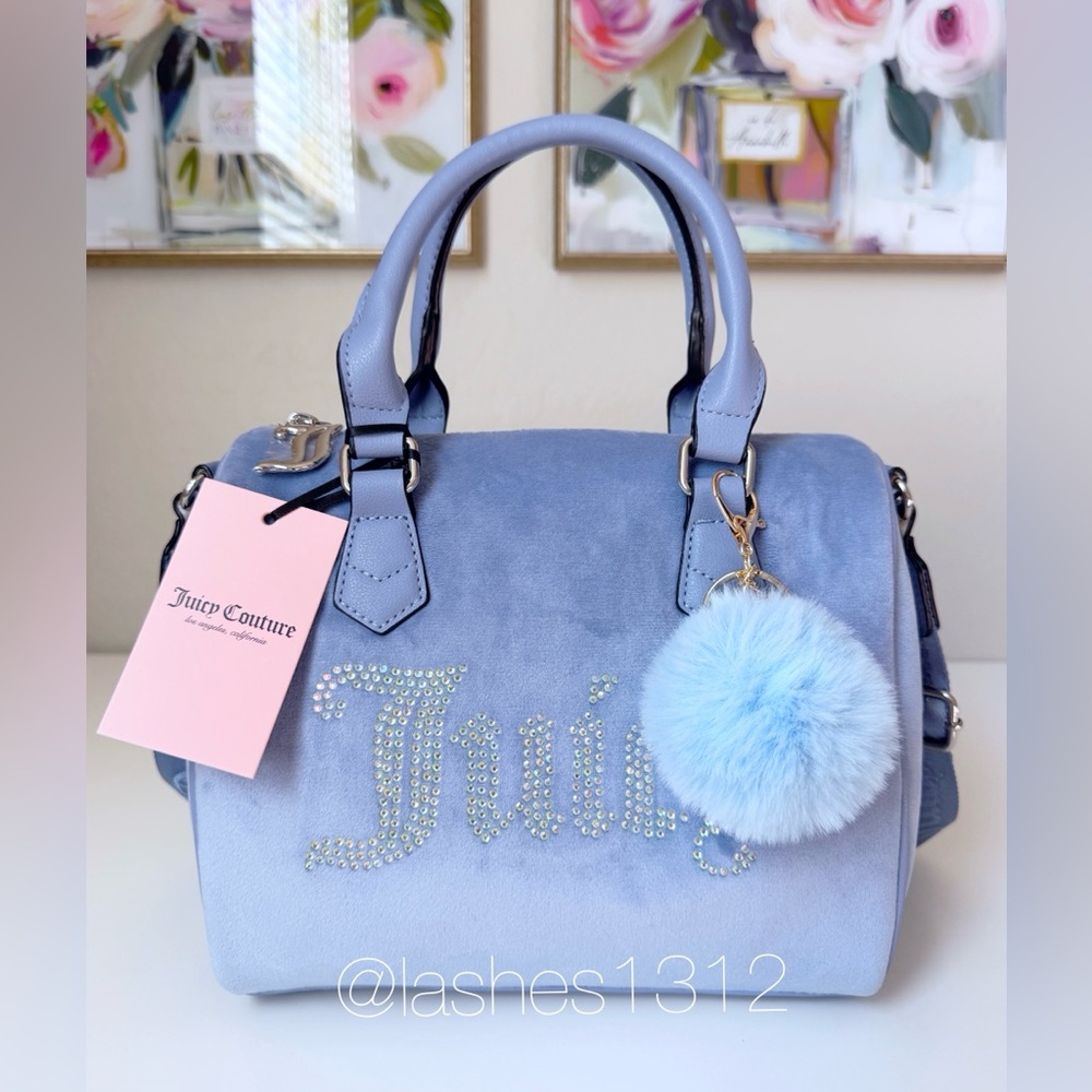 JUICY COUTURE Bag Obsession Satchel - Blue Velour